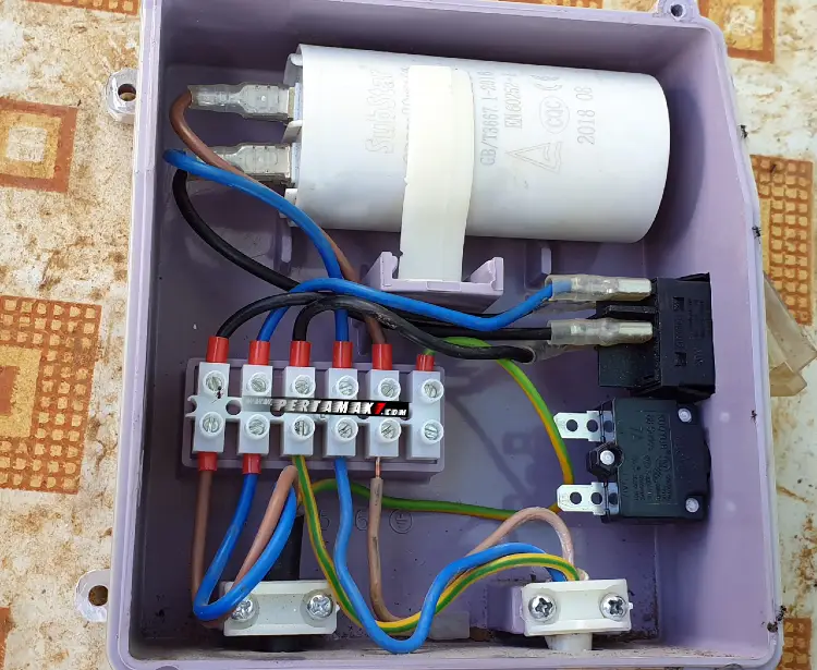 cara pasang kapasitor pompa air 3 kabel